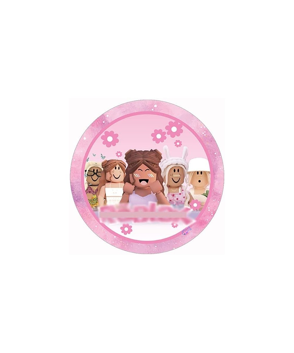 8pcs Party Plates Girl Video Game Supplies Robot Pink Girls Aesthetic Birthday Decoration $17.30 Kids' Party Tableware