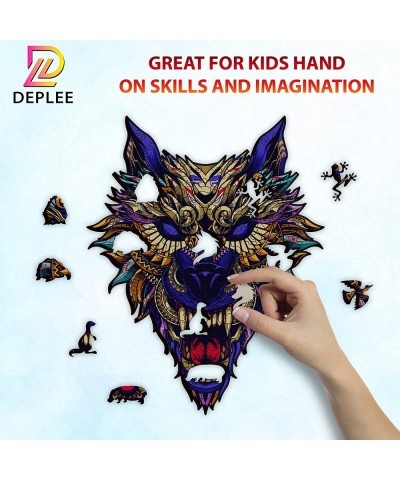 Wooden Puzzles for Adults Wolf Wooden Jigsaw Puzzles Unique Shape Wooden Animal Puzzle Creative Challenge for Adults Family F...