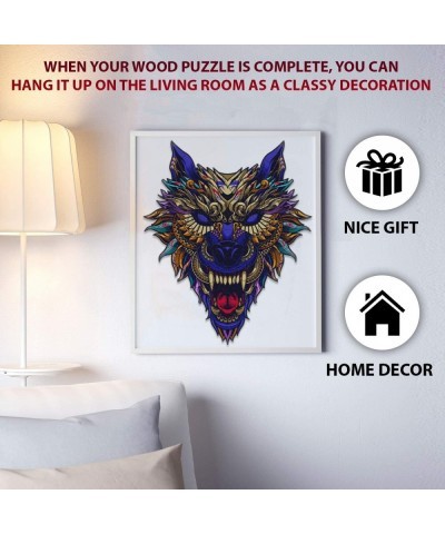 Wooden Puzzles for Adults Wolf Wooden Jigsaw Puzzles Unique Shape Wooden Animal Puzzle Creative Challenge for Adults Family F...