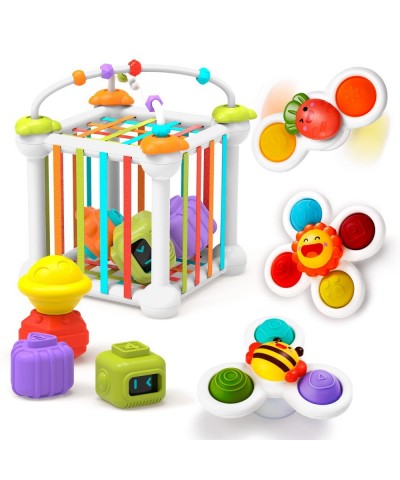 Toys for 1-2 Year Old Boy Girl Baby Sorter Toys Colorful Cube with 12 Pcs Multi Sensory Toys Montessori Toys for 1 Year Old S...