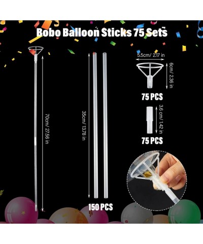 75 Pcs Bobo Balloon Sticks Clear Transparent Balloon Sticks Long Clear Balloon Holder with Cups for Bubble Balloons Birthday ...