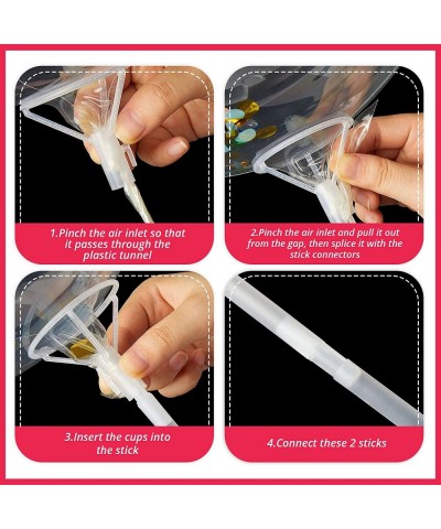 75 Pcs Bobo Balloon Sticks Clear Transparent Balloon Sticks Long Clear Balloon Holder with Cups for Bubble Balloons Birthday ...