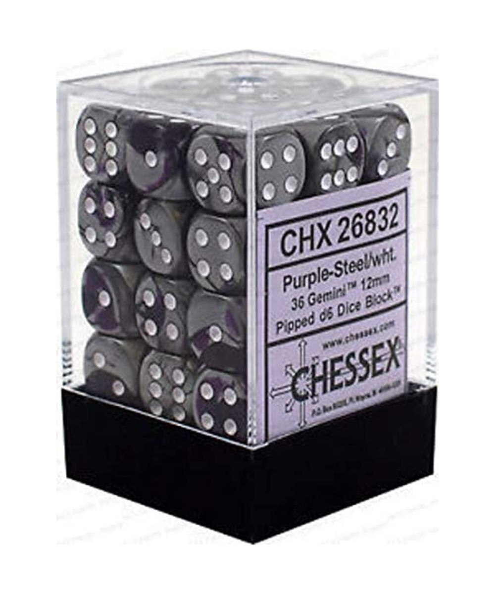 CHX26832 Dice - Gemini: 36D6 Purple/Steel/White $22.29 Game Accessories