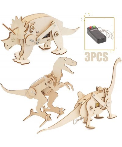 3 in 1 STEM Kit Electric Motor Wooden Dinosaur Kits Assembly Constructor 3D Puzzles Tyrannosaurus Triceratops Saltasaurus Edu...