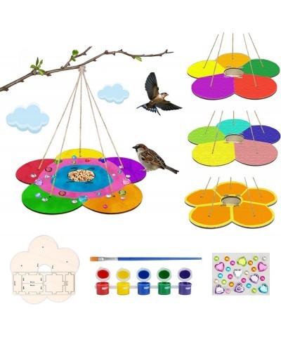 4 Pack Bird Feeder Kit DIY Halloween Decorations Outdoor(Includes Paints & Brushes) Wooden Crafts Arts for Children to Build ...