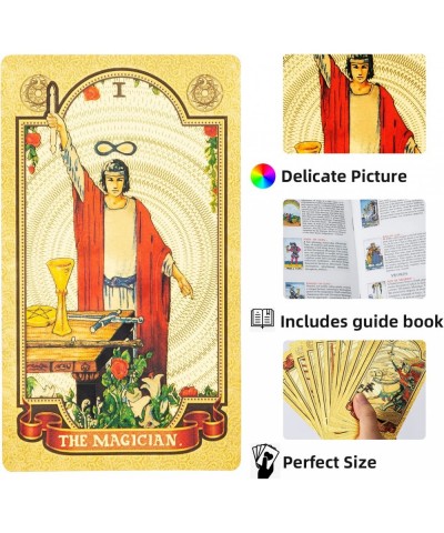 Tarot Cards Deck Luxury Tarot Card Deck Splendid Classic Tarot Deck Durable Waterproof Gold Foil Tarot Decks for Beginners (G...