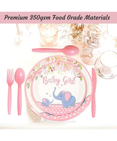 201 Pc Pink Elephant Baby Shower Decorations For Girl Floral Birthday Party Supplies -Tablecloth Paper Plates Napkins Straws ...