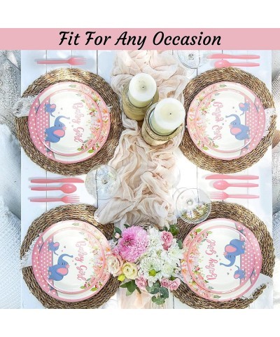 201 Pc Pink Elephant Baby Shower Decorations For Girl Floral Birthday Party Supplies -Tablecloth Paper Plates Napkins Straws ...