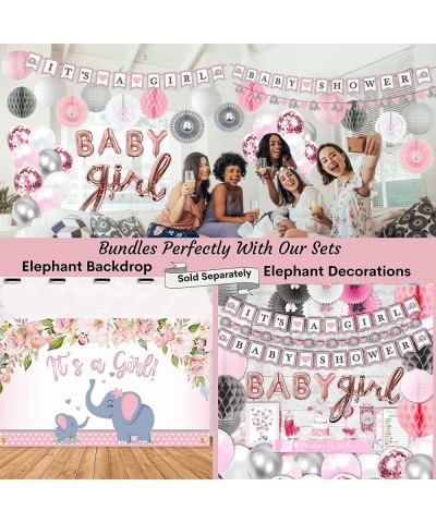 201 Pc Pink Elephant Baby Shower Decorations For Girl Floral Birthday Party Supplies -Tablecloth Paper Plates Napkins Straws ...