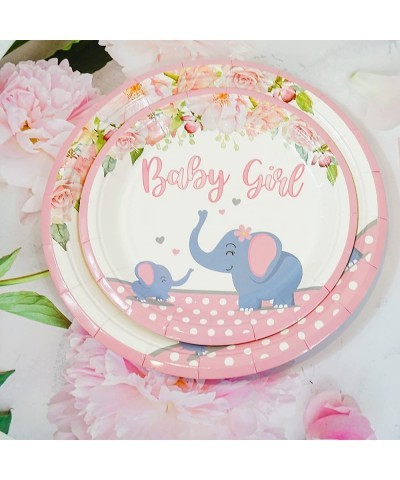 201 Pc Pink Elephant Baby Shower Decorations For Girl Floral Birthday Party Supplies -Tablecloth Paper Plates Napkins Straws ...