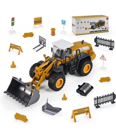 1: 55 Scale Construction Vehicles Trucks Bulldozer Forklift Snowplow Wheel Loader 4 Alloy Interchangeable Parts Kids Engineer...