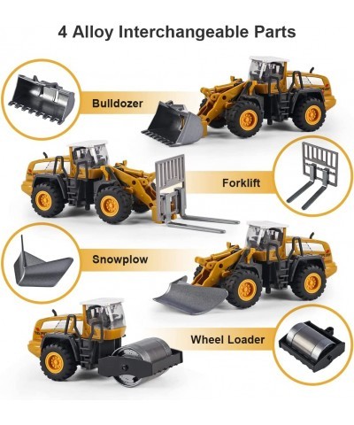 1: 55 Scale Construction Vehicles Trucks Bulldozer Forklift Snowplow Wheel Loader 4 Alloy Interchangeable Parts Kids Engineer...