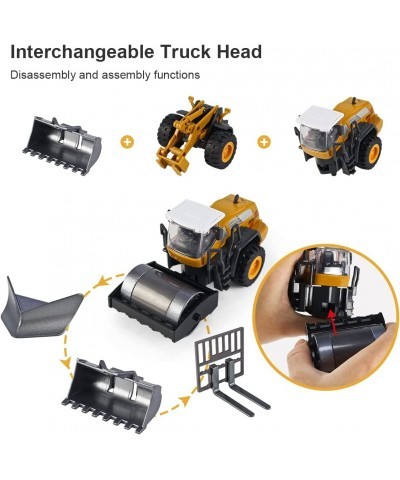 1: 55 Scale Construction Vehicles Trucks Bulldozer Forklift Snowplow Wheel Loader 4 Alloy Interchangeable Parts Kids Engineer...