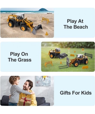 1: 55 Scale Construction Vehicles Trucks Bulldozer Forklift Snowplow Wheel Loader 4 Alloy Interchangeable Parts Kids Engineer...