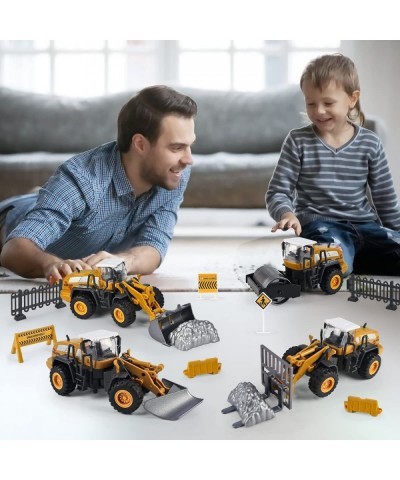 1: 55 Scale Construction Vehicles Trucks Bulldozer Forklift Snowplow Wheel Loader 4 Alloy Interchangeable Parts Kids Engineer...