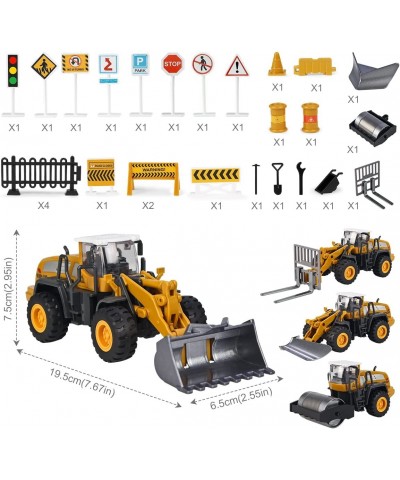 1: 55 Scale Construction Vehicles Trucks Bulldozer Forklift Snowplow Wheel Loader 4 Alloy Interchangeable Parts Kids Engineer...