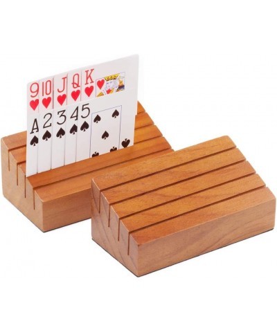 GSE Wooden Playing Card Holders Tray Racks Organizer Set for Kids Seniors Adults Wood Playing Card Tray Racks for Bridge Cana...