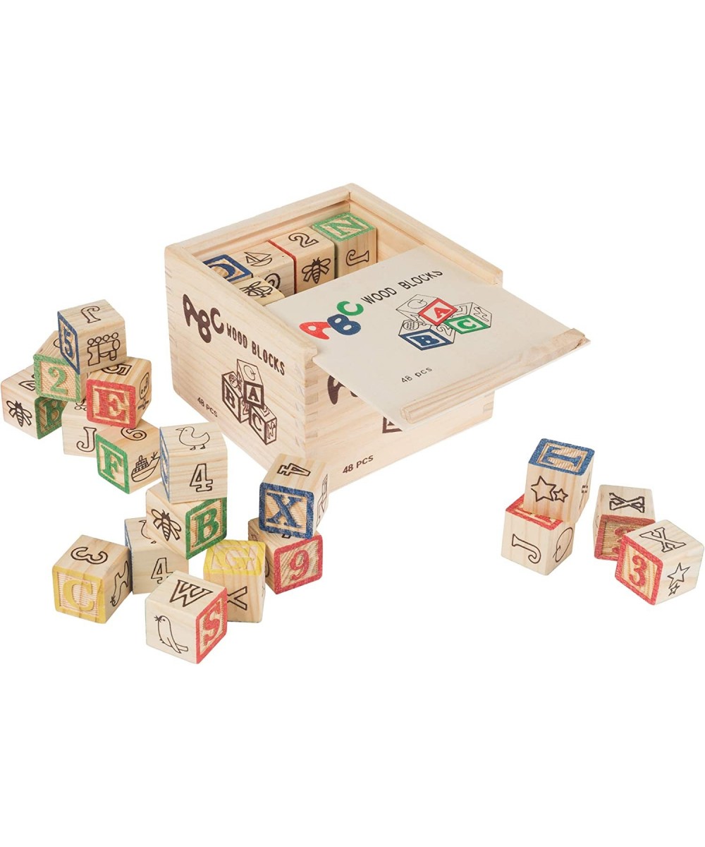 ABC and 123 Wooden Blocks- Alphabet Letters and Numbers Learning Block Set-Educational STEM Toy for Toddlers and Preschool Ag...