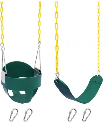 2 Pack High Back Full Bucket Swing and Swings Seats Heavy Duty with 70.87" Chain Plastic Coated Playground Swing Set Accessor...