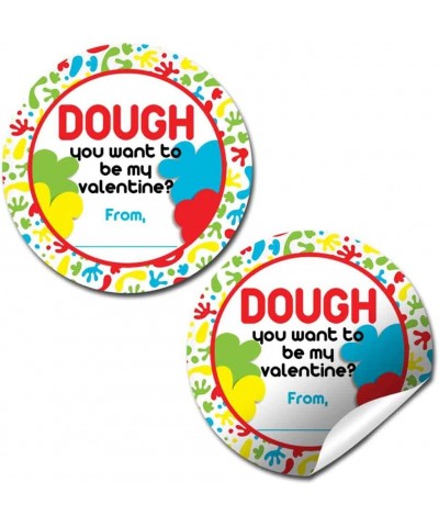 Valentine's Day Dough Container Topper Party Favor Sticker Labels for Kids 60 1.5" Party Circle Stickers by AmandaCreation Gr...