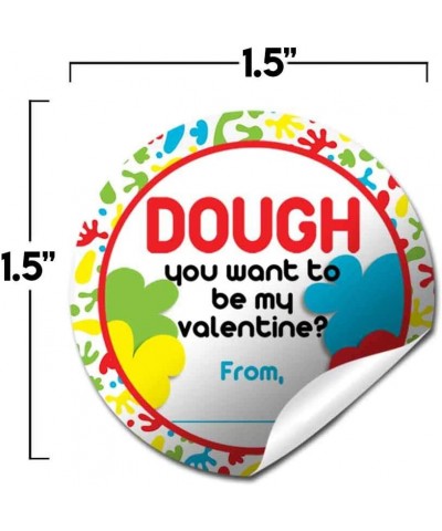 Valentine's Day Dough Container Topper Party Favor Sticker Labels for Kids 60 1.5" Party Circle Stickers by AmandaCreation Gr...