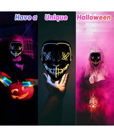 Halloween Purge Mask with Glowing Gloves 3 Lighting Modes Led Light Up Mask Led Purge Mask for Halloween Cosplay Party $17.17...