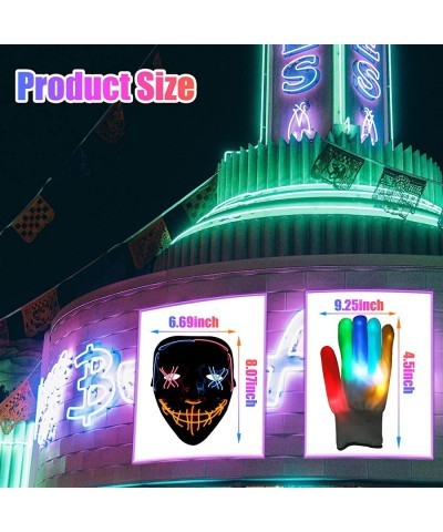 Halloween Purge Mask with Glowing Gloves 3 Lighting Modes Led Light Up Mask Led Purge Mask for Halloween Cosplay Party $17.17...