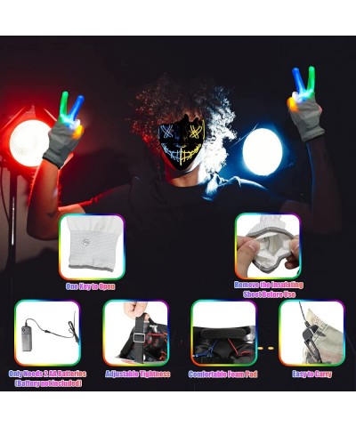 Halloween Purge Mask with Glowing Gloves 3 Lighting Modes Led Light Up Mask Led Purge Mask for Halloween Cosplay Party $17.17...