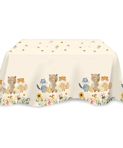 Woodland Tablecloth - Plastic Jumbo Table Cover (108" x 54") - Table Cloth with Wild Animals and Forest Creature Design for K...