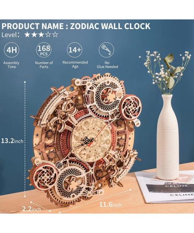 3D Wooden Puzzles for Adults Models for Adults to Build Wooden Steampunk Clock Kit DIY Mechanical Wall Quartz Aesthetic Room ...