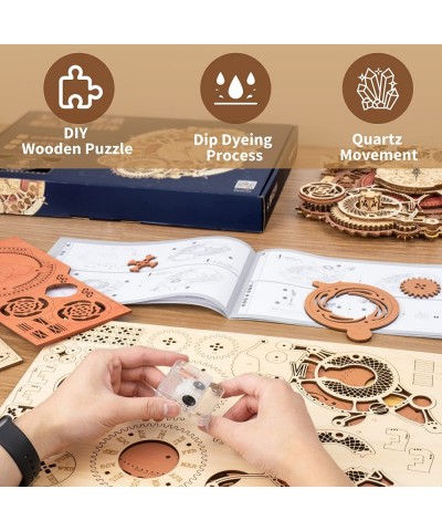 3D Wooden Puzzles for Adults Models for Adults to Build Wooden Steampunk Clock Kit DIY Mechanical Wall Quartz Aesthetic Room ...