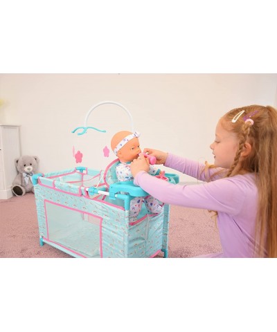 Baby Doll Crib & Doll Care Center - Baby Doll Accessories Set - Baby Doll Playset w/ Bed Feeding Chair Changing Area Play Yar...