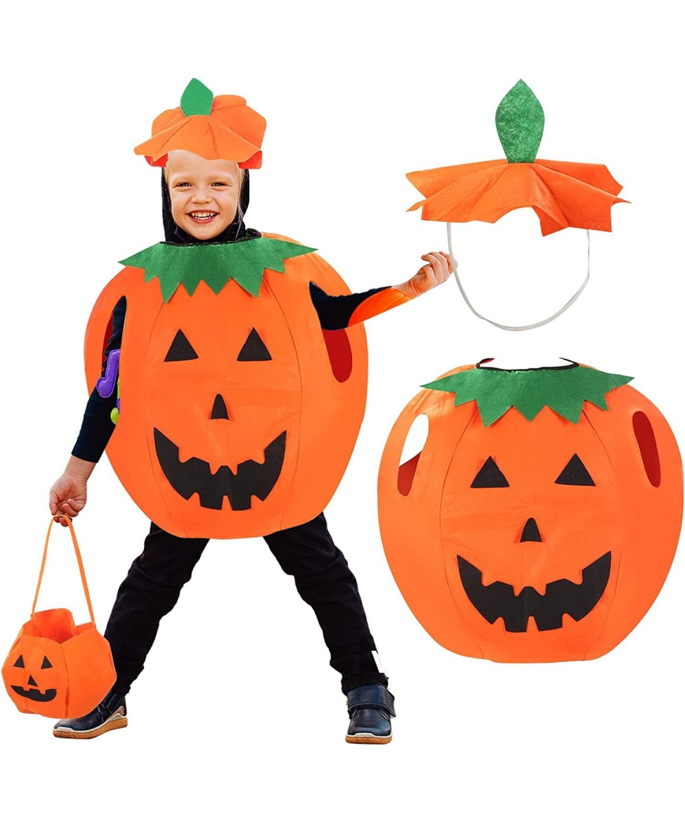 Halloween Kids Pumpkin Costumes 3PCS Kids Pumpkin Costumes Halloween Pumpkin Cosplay Party Clothes Hats and Pumpkin Totes $14...