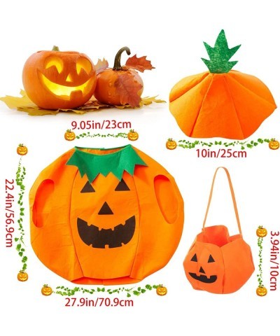 Halloween Kids Pumpkin Costumes 3PCS Kids Pumpkin Costumes Halloween Pumpkin Cosplay Party Clothes Hats and Pumpkin Totes $14...