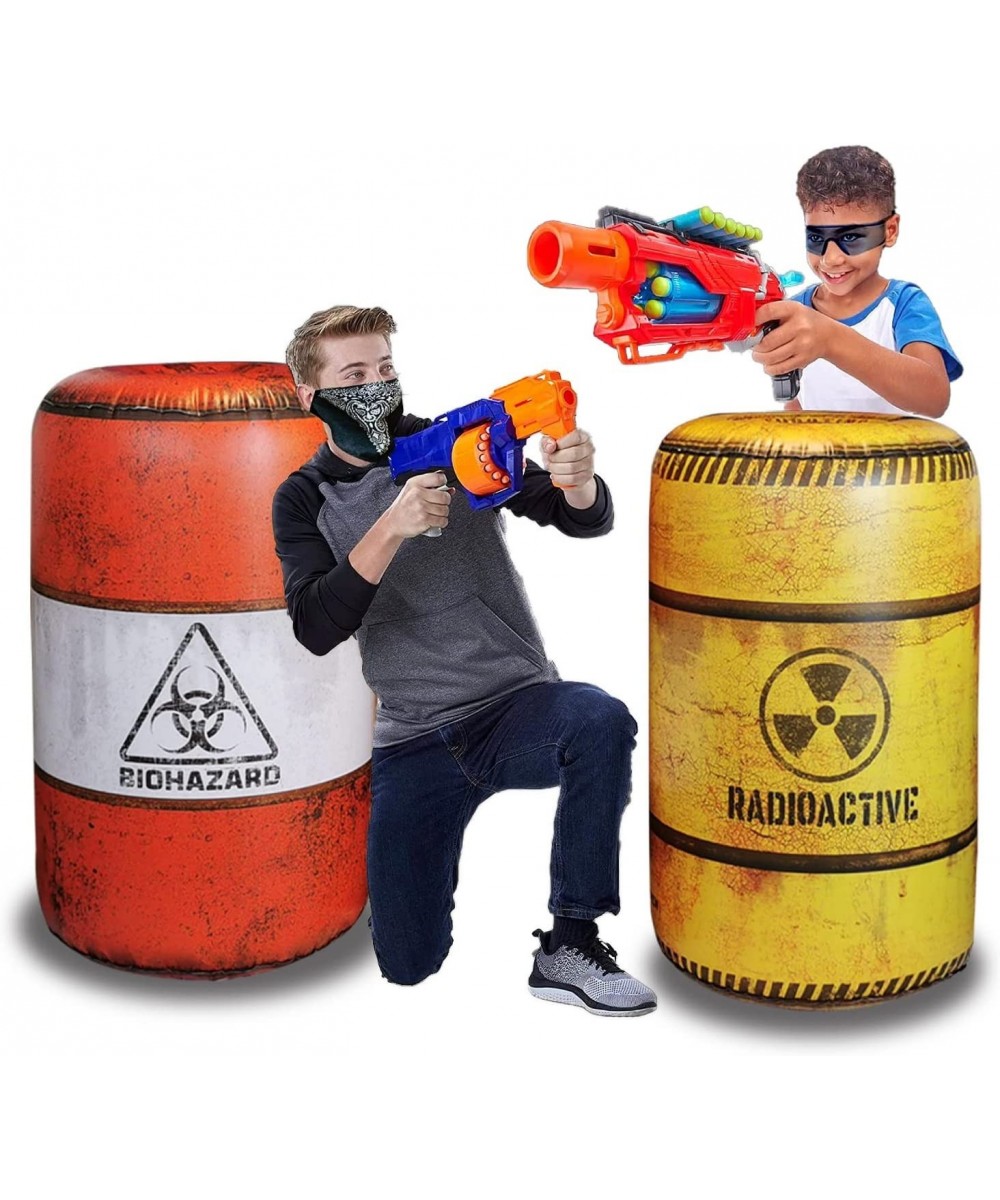 2 Barrels Inflatables Combat Battlefield Compatible with Nerf Laser tag Water Gun Dart Gun Perfect for Boys and Girls Birthda...