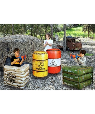 2 Barrels Inflatables Combat Battlefield Compatible with Nerf Laser tag Water Gun Dart Gun Perfect for Boys and Girls Birthda...