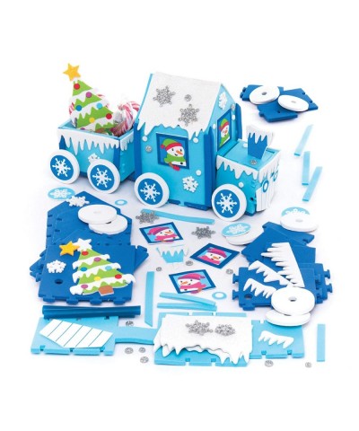 AR681 Arctic Express Foam Train Kit - Pack of 2 Creative Christmas Art and Craft Supplies for Kids to Make Personalise and De...