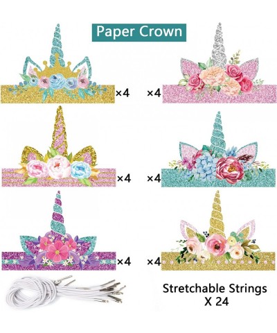 24 Pieces Unicorn Birthday Party Hats Unicorn Paper Party Crown Headbands for Girls Gold Silver Horn Unicorn Theme Decoration...