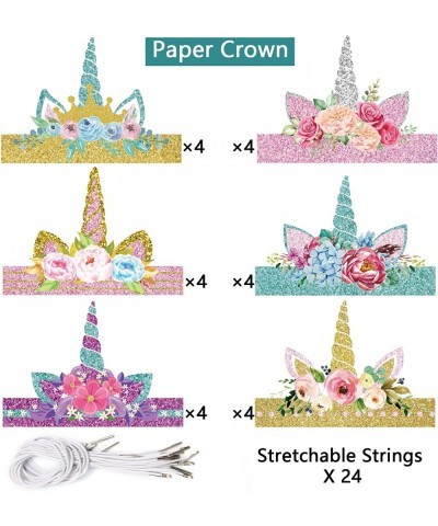 24 Pieces Unicorn Birthday Party Hats Unicorn Paper Party Crown Headbands for Girls Gold Silver Horn Unicorn Theme Decoration...