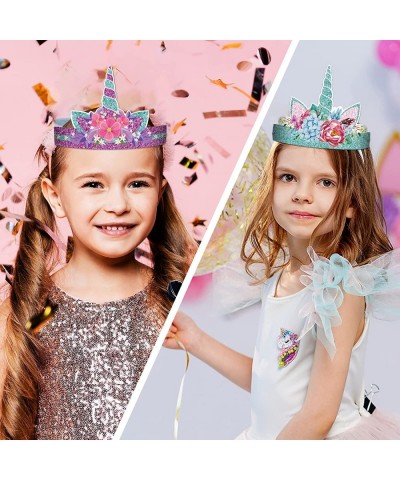 24 Pieces Unicorn Birthday Party Hats Unicorn Paper Party Crown Headbands for Girls Gold Silver Horn Unicorn Theme Decoration...