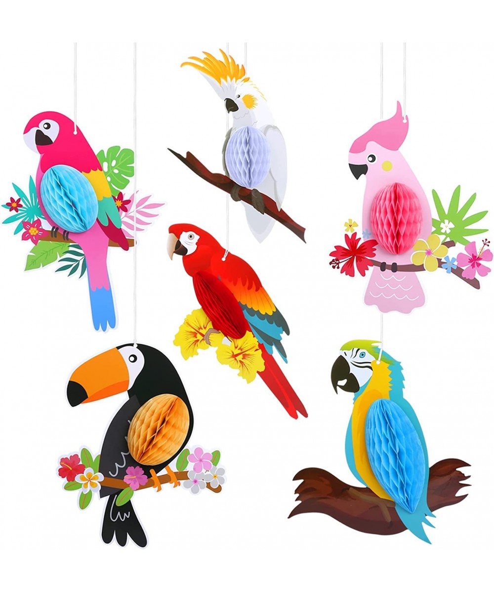 6 Pieces Hawaiian Tropical Parrot Bird Honeycomb Hanging Party Decorations Summer Tiki Bar Party Decor Rainforest Decorations...