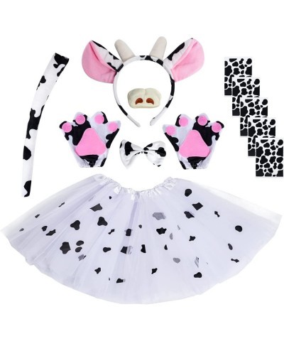 Cow Headband Ears Animal Costume Set for Girls Kids Cow Ears Tail Nose Bow Tie Tutu Skirt Glove 5 Sheet Sticker $25.03 Kids' ...