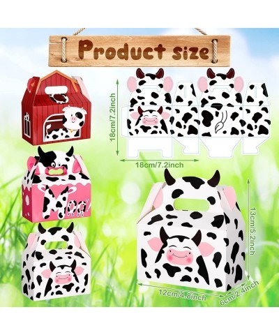 24 Pack Cow Print Party Supplies Candy Boxes Pink Treat Box Animal Goodie Gift Bags for Kids Birthday Favors Baby Shower Them...