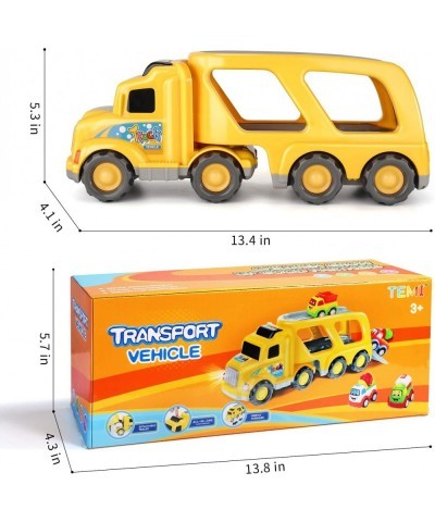 Construction Truck Toys for 1 2 3 4 5 6 Year Old Boys 5-in-1 Friction Power Toy Vehicle in Carrier Truck Toys for Kids 3-5 Ye...