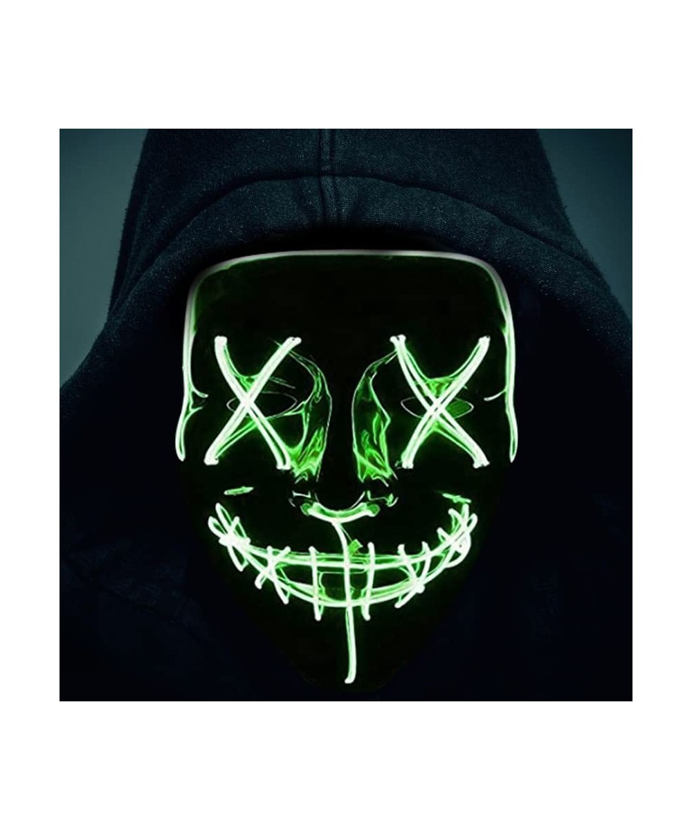 LED Light Up Scary Mask Novelty Halloween Costume Party Creepy Props Safe EL Wire PVC DJs Mask Dark Red LED $16.82 Kids' Dres...