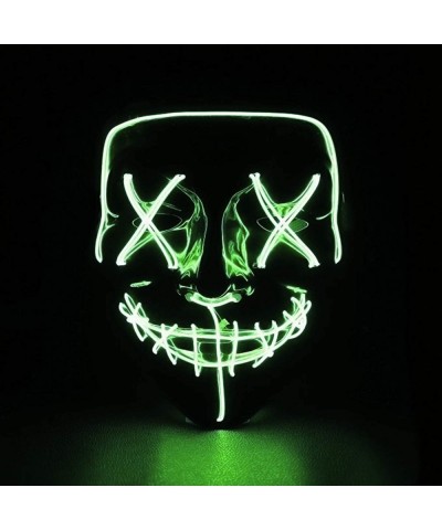 LED Light Up Scary Mask Novelty Halloween Costume Party Creepy Props Safe EL Wire PVC DJs Mask Dark Red LED $16.82 Kids' Dres...