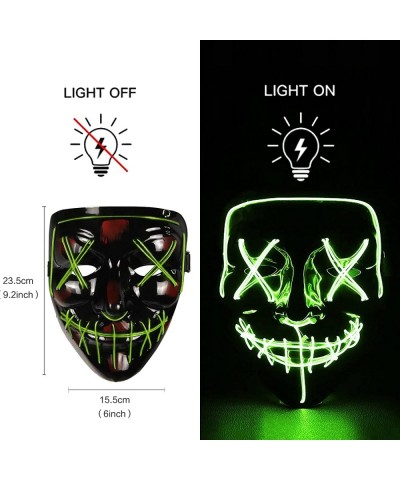 LED Light Up Scary Mask Novelty Halloween Costume Party Creepy Props Safe EL Wire PVC DJs Mask Dark Red LED $16.82 Kids' Dres...