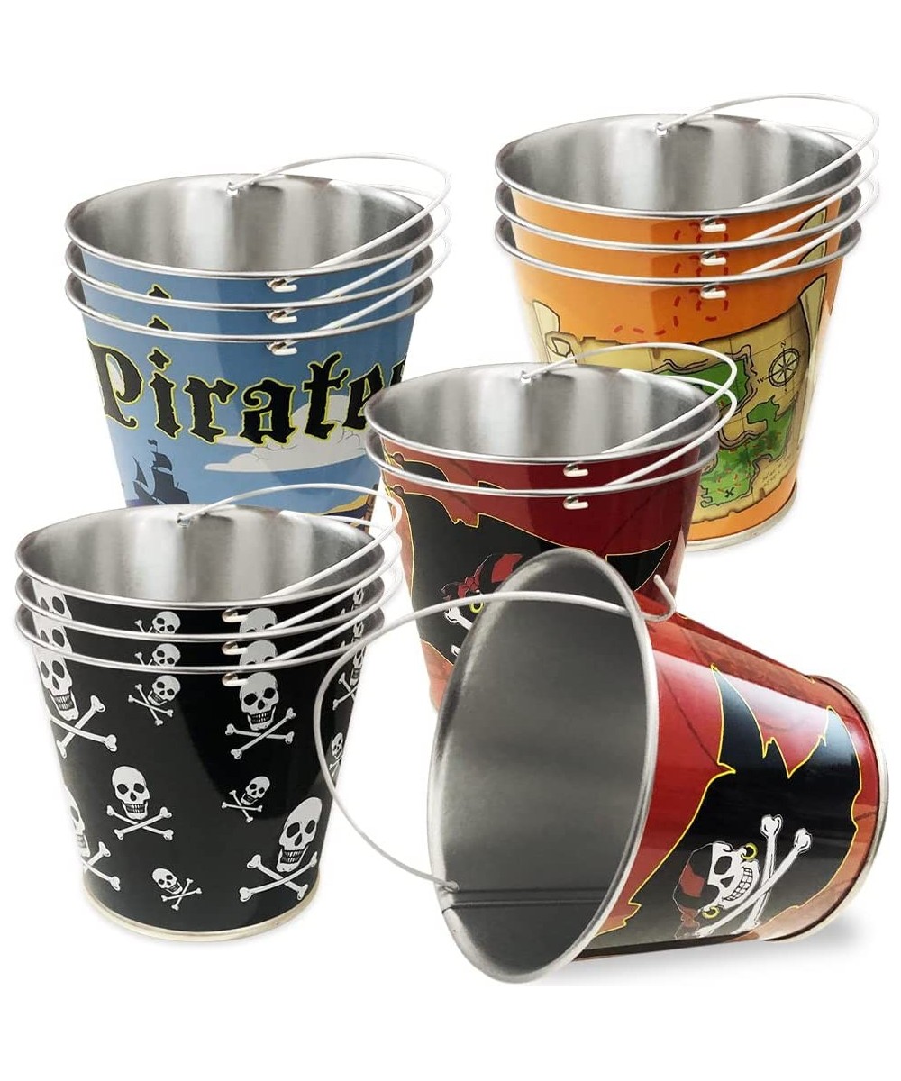 Mini Pirate Buckets Set of 12 Pirate Party Supplies for Holding Favors Includes 4 Eye-Catching Styles Great as Pirate Party D...