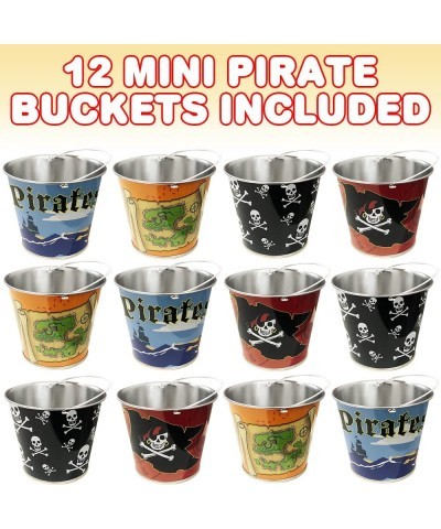 Mini Pirate Buckets Set of 12 Pirate Party Supplies for Holding Favors Includes 4 Eye-Catching Styles Great as Pirate Party D...