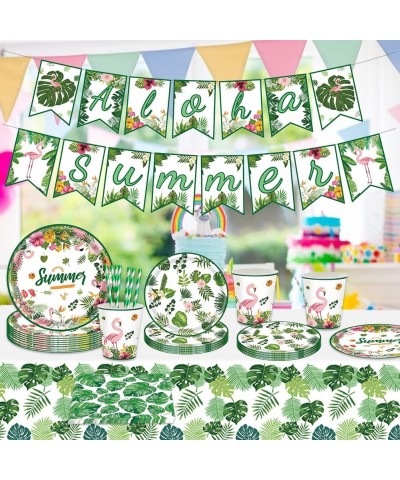 Luau Party Supplies Serve 16 Hawaiian Party Decorations Include Luau Plates and Napkins Cups Straws Disposable Tableware for ...